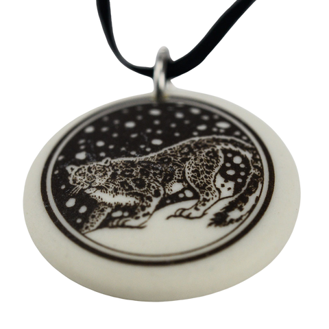 Porcelain Snow Leopard Necklace