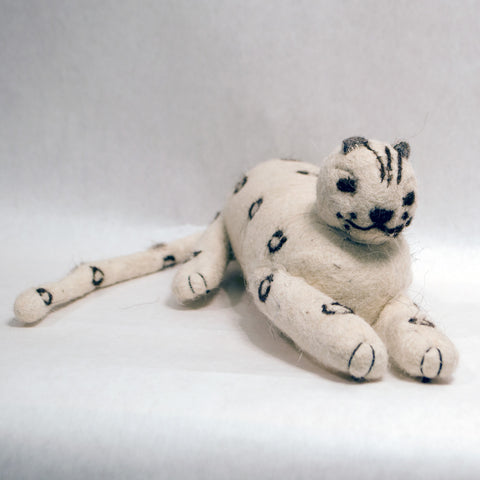 Snow Leopard Doll | Felted Wool Folk Art