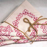 Floral Stitching Cotton Napkins (set of 4)