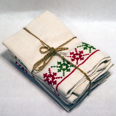 Snowflake Stitching Cotton Napkins (set of 4)