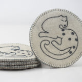 Snow Leopard Coasters (set of 4) | Felted Wool Handicraft